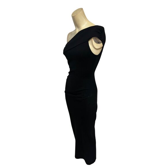 VICTOR GLEMAUD Black One-Shoulder Ruched Jersey Midi Dress Gown Size XS - Picture 6 of 7